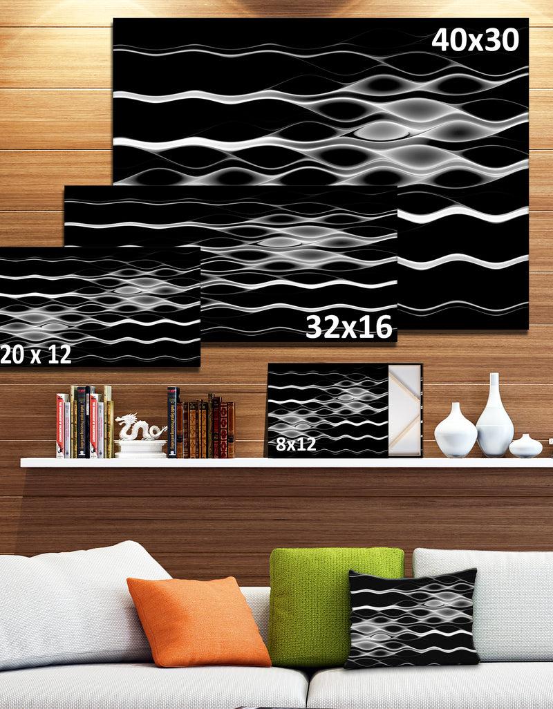 DesignQ White Waves Fractal Pattern - Abstract Wall Art Canvas