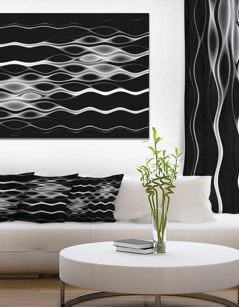 DesignQ White Waves Fractal Pattern - Abstract Wall Art Canvas