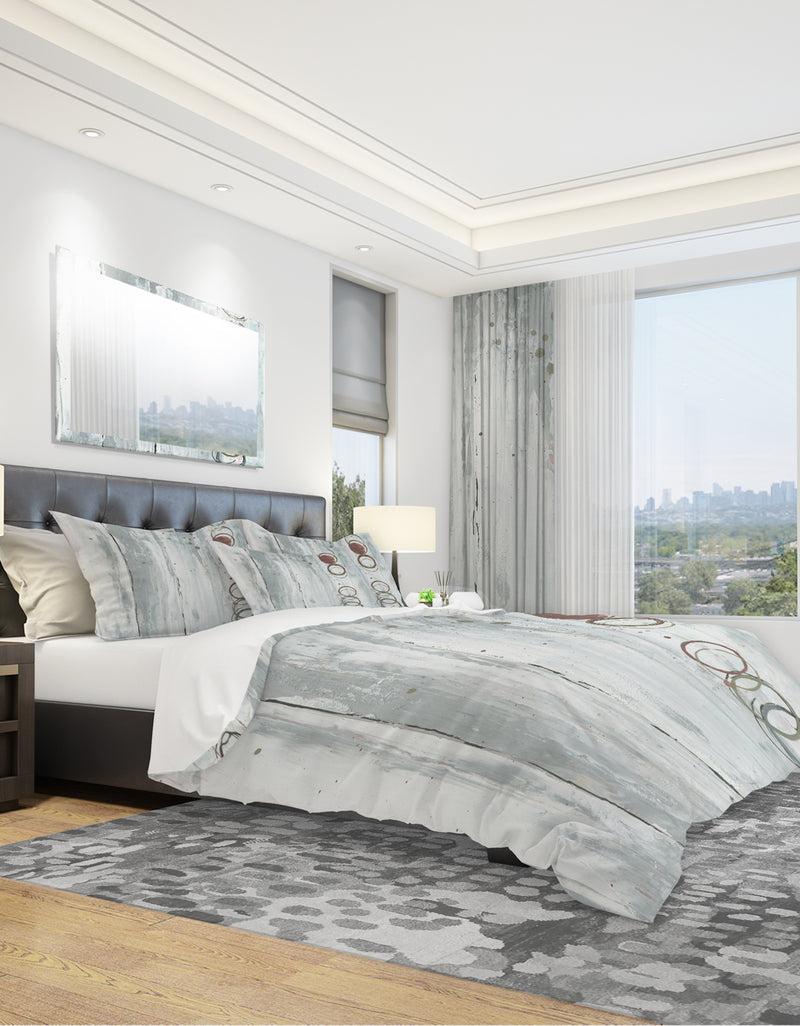 DesignQ Whitewashed Chinchilla - Geometric Duvet Cover Set