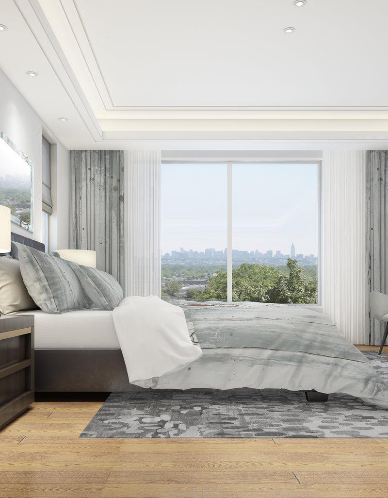 DesignQ Whitewashed Chinchilla - Geometric Duvet Cover Set