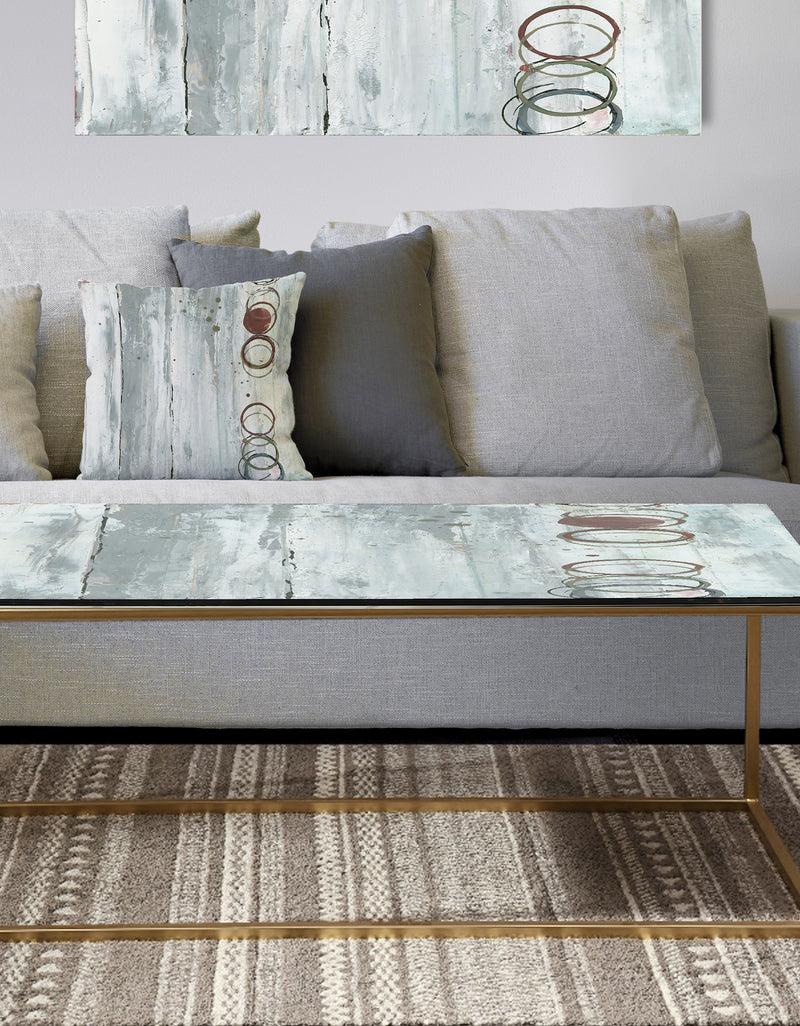 DesignQ Whitewashed Chinchilla - Metal Traditional Coffee Table