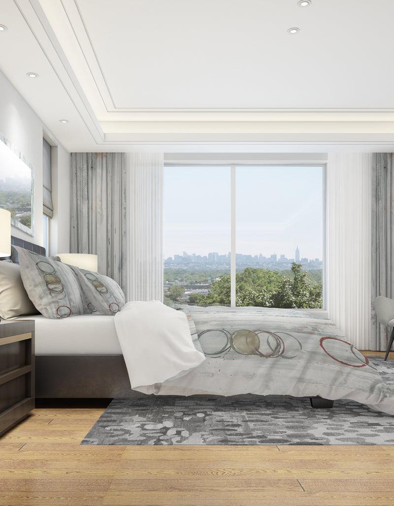 DesignQ Whitewashed Syrah - Geometric Duvet Cover Set