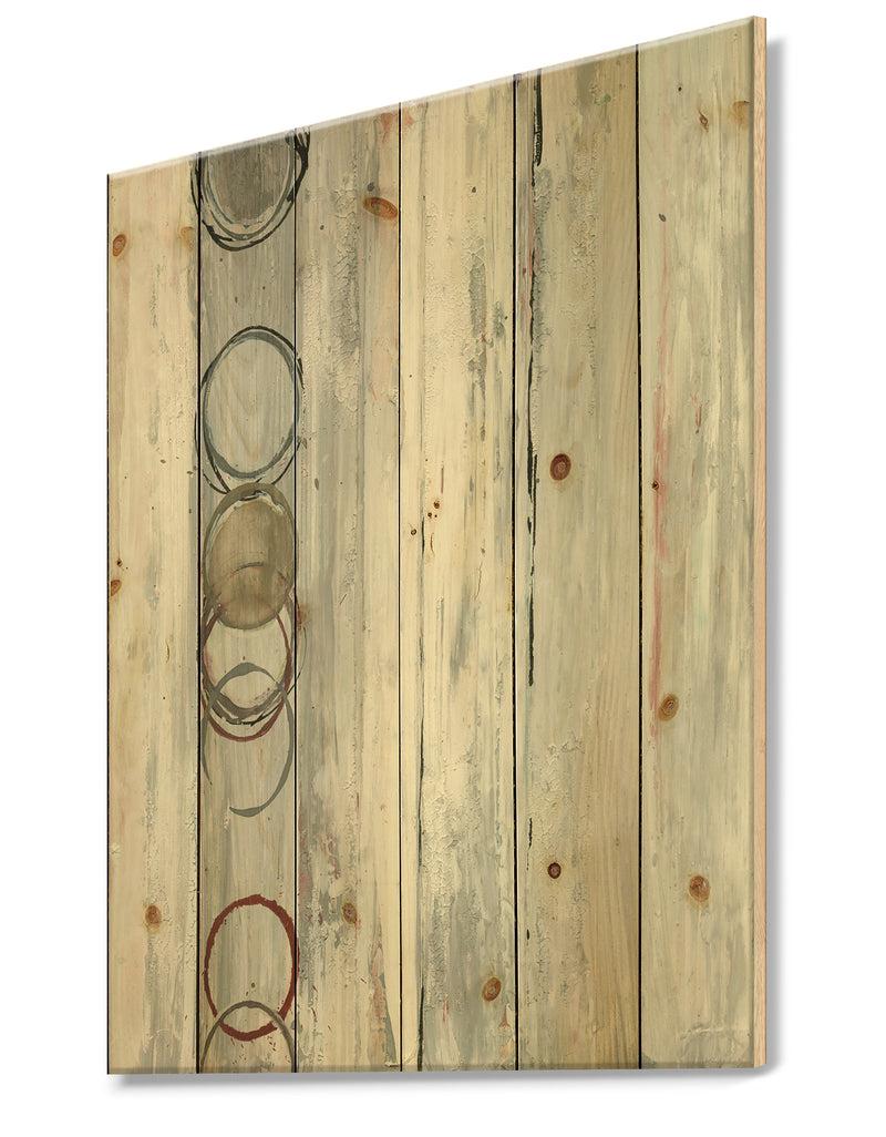 DesignQ Whitewashed Syrah - Modern Geometric Print On Natural Pine Wood