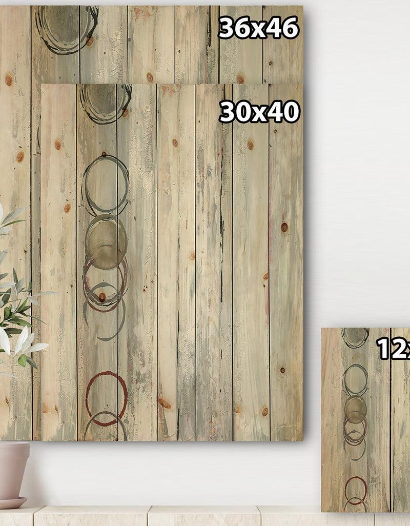 DesignQ Whitewashed Syrah - Modern Geometric Print On Natural Pine Wood