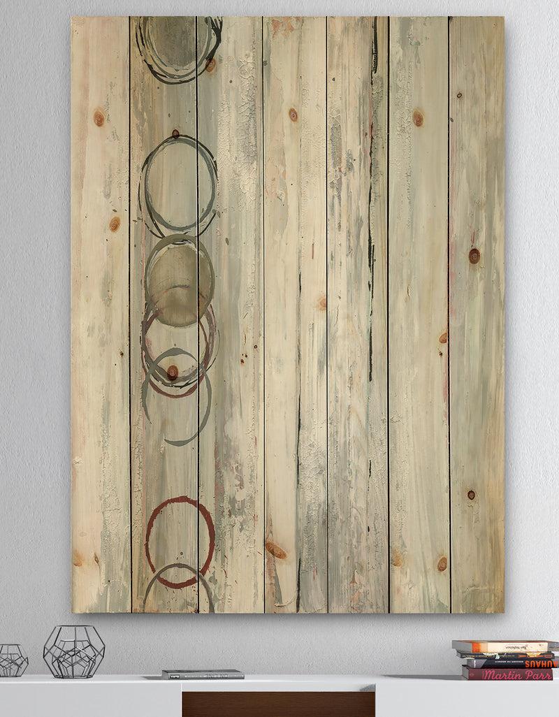 DesignQ Whitewashed Syrah - Modern Geometric Print on Natural Pine Wood