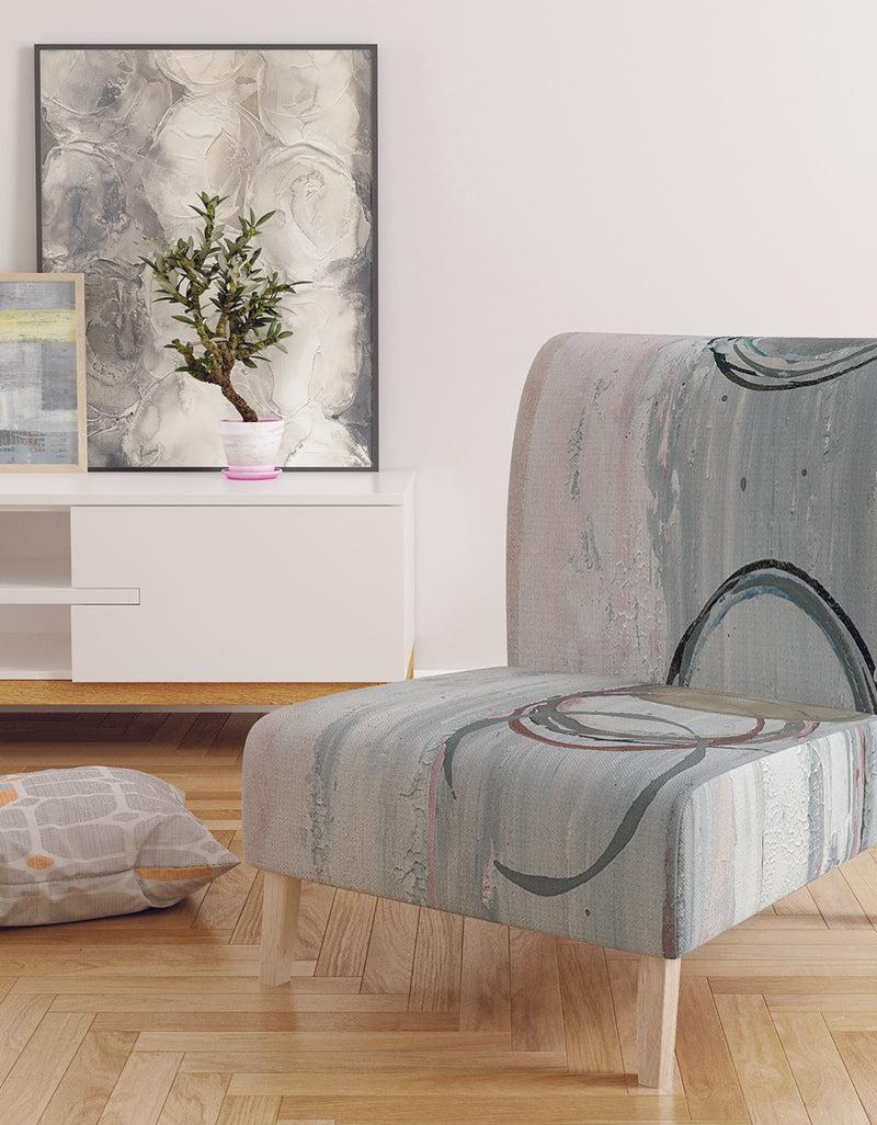 DesignQ Whitewashed Syrah - Upholstered Modern Geometric Accent Chair