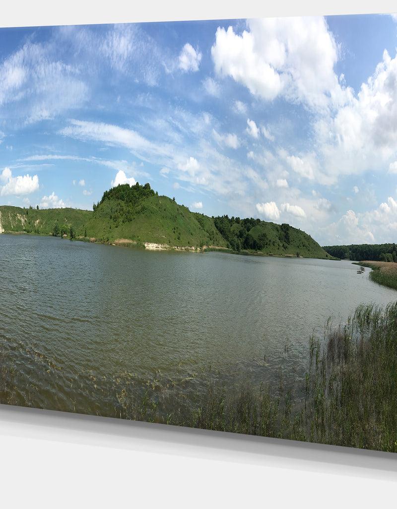 DesignQ Wide Lake Trees Sky Landscape - Landscape Artwork Canvas