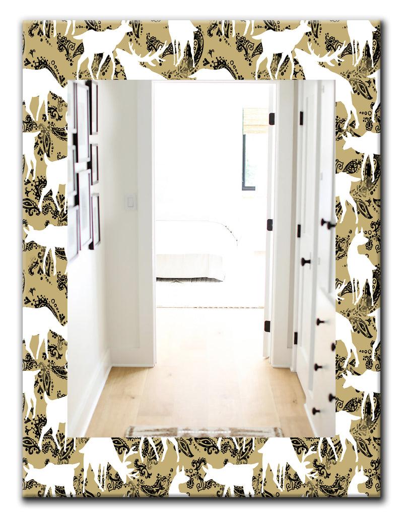 DesignQ Wild Animals Pattern - Farmhouse Mirror - Frameless Vanity Mirror