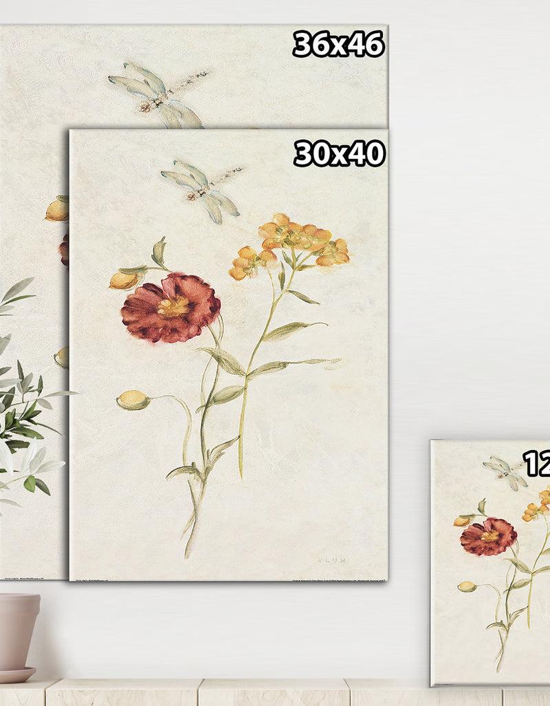 DesignQ Wild Simple Wallflowers III - Farmhouse Canvas Art