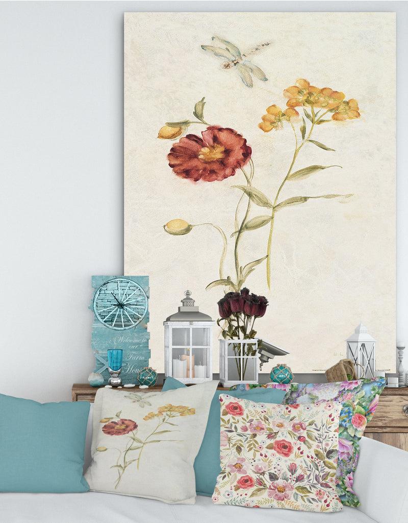 DesignQ Wild Simple Wallflowers III - Farmhouse Canvas Art