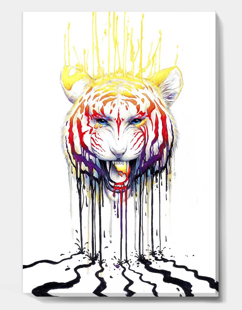 DesignQ Wild Tiger Colour Rage - Cottage Canvas Art Print