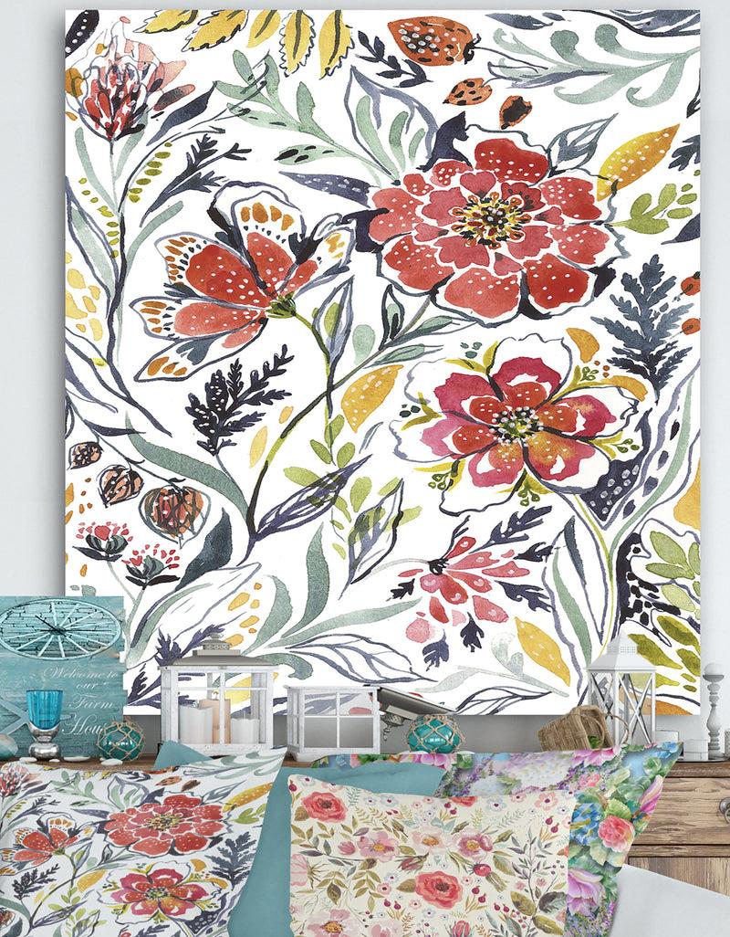 DesignQ Wildflowers 4 - Cottage Premium Canvas Wall Art