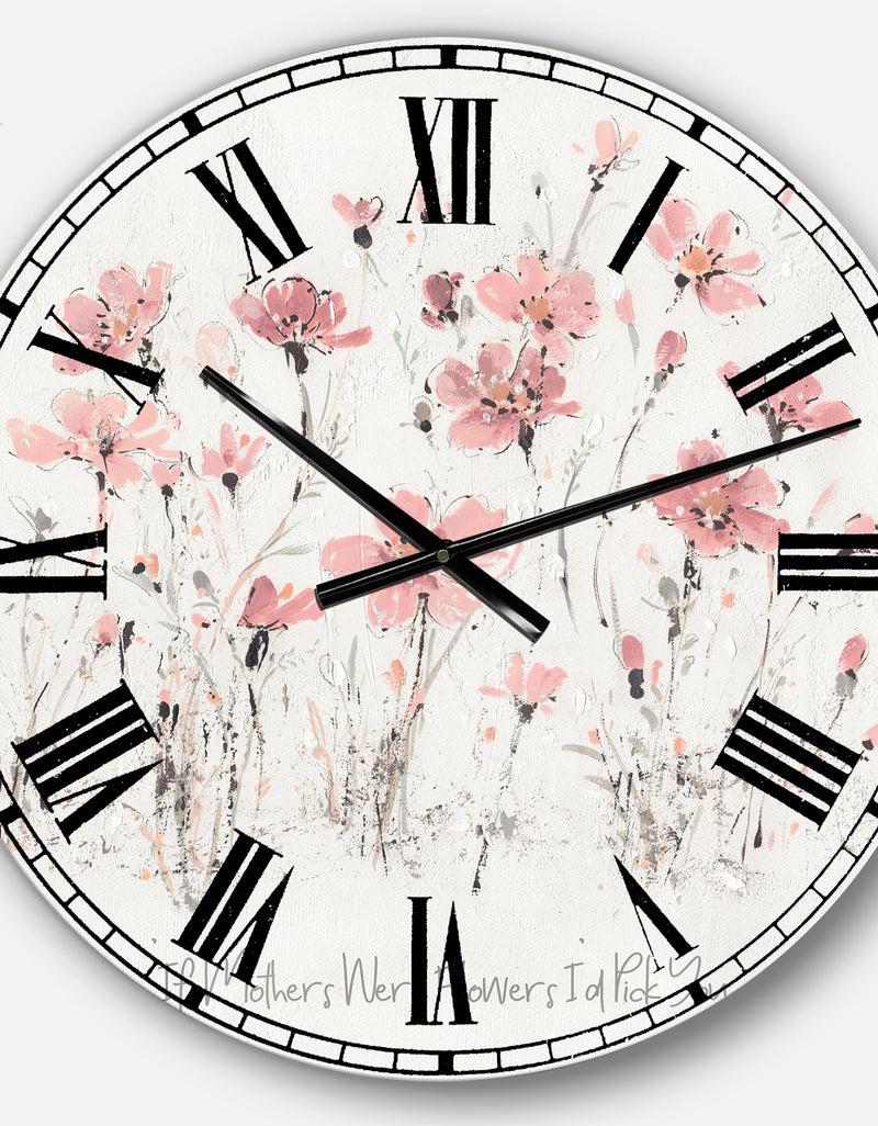 DesignQ Wildflowers III - Traditional Large Wall CLock