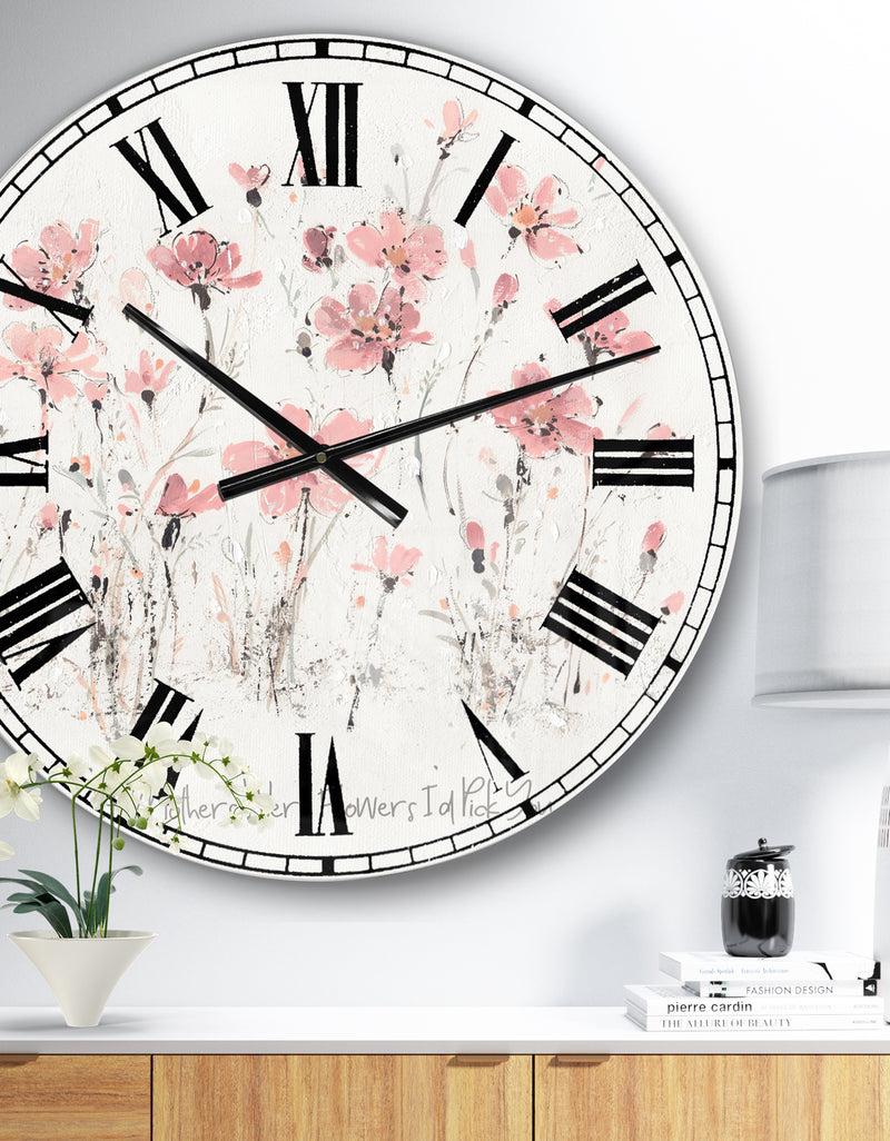 DesignQ Wildflowers III - Traditional Large Wall CLock