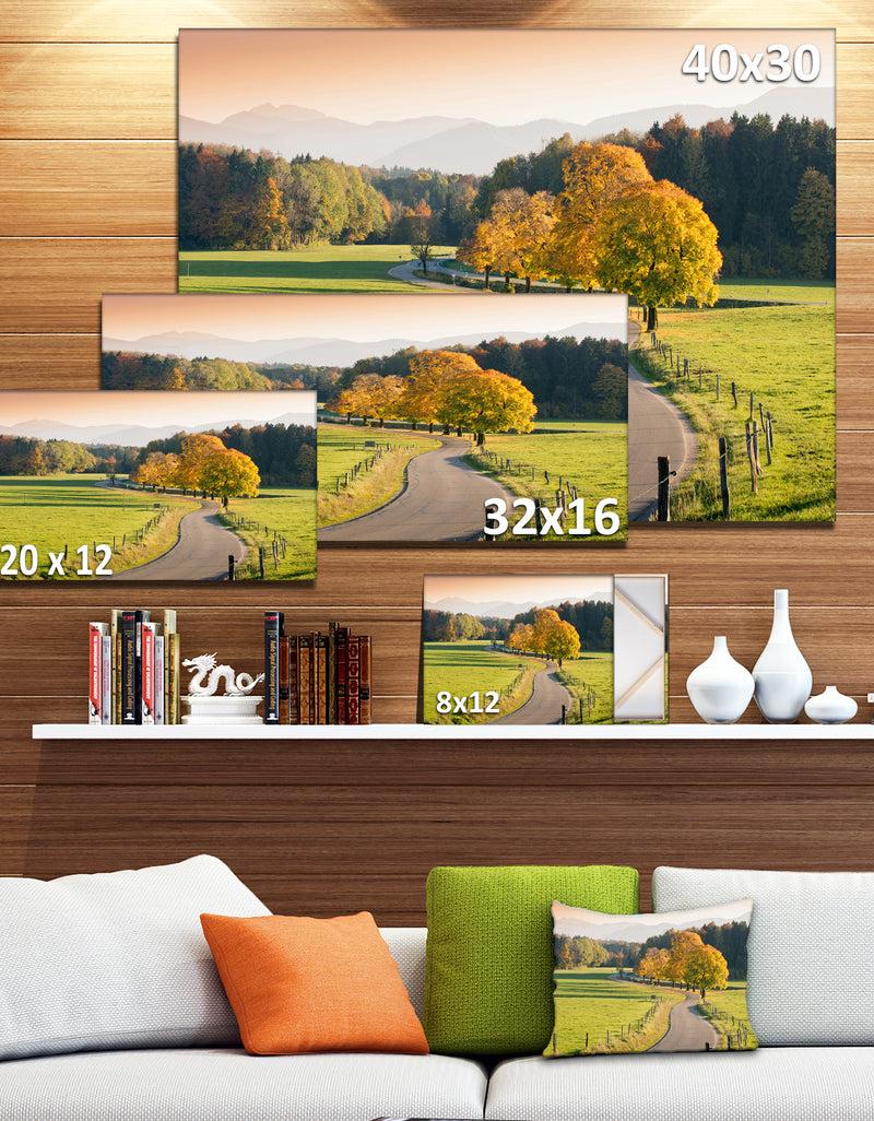 DesignQ Winding Country Road In The Fall - Landscape Wall Artwork