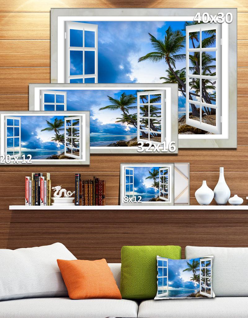DesignQ Window Open To Cloudy Blue Sky - Oversized Landscape Wall Art Print