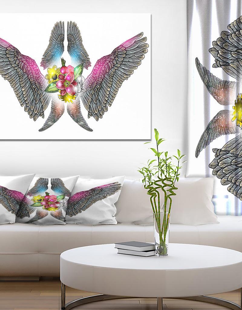 DesignQ Wing Flower - Floral Painting Print on Wrapped Canvas