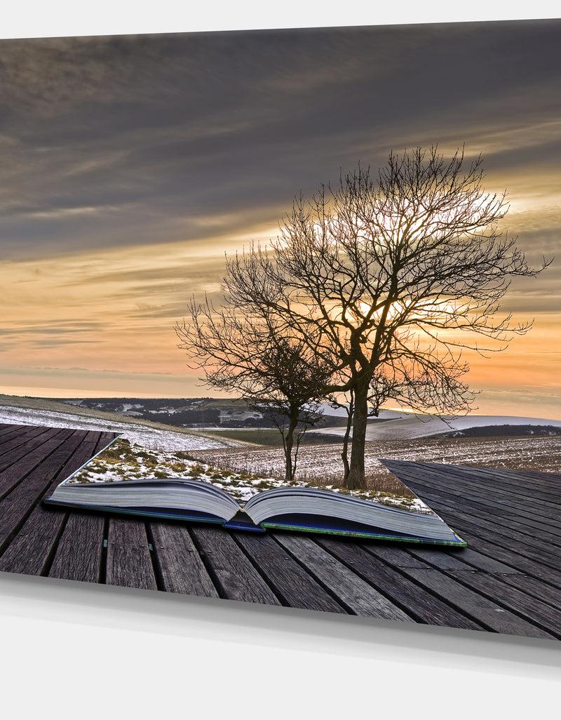 DesignQ Winter Coming Out Of Pages Contemporary Art Canvas Print