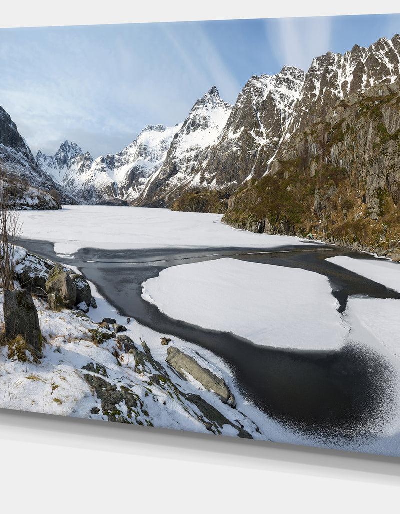 DesignQ Winter In Lofoten Islands - Extra Large Landscape Canvas Art Print