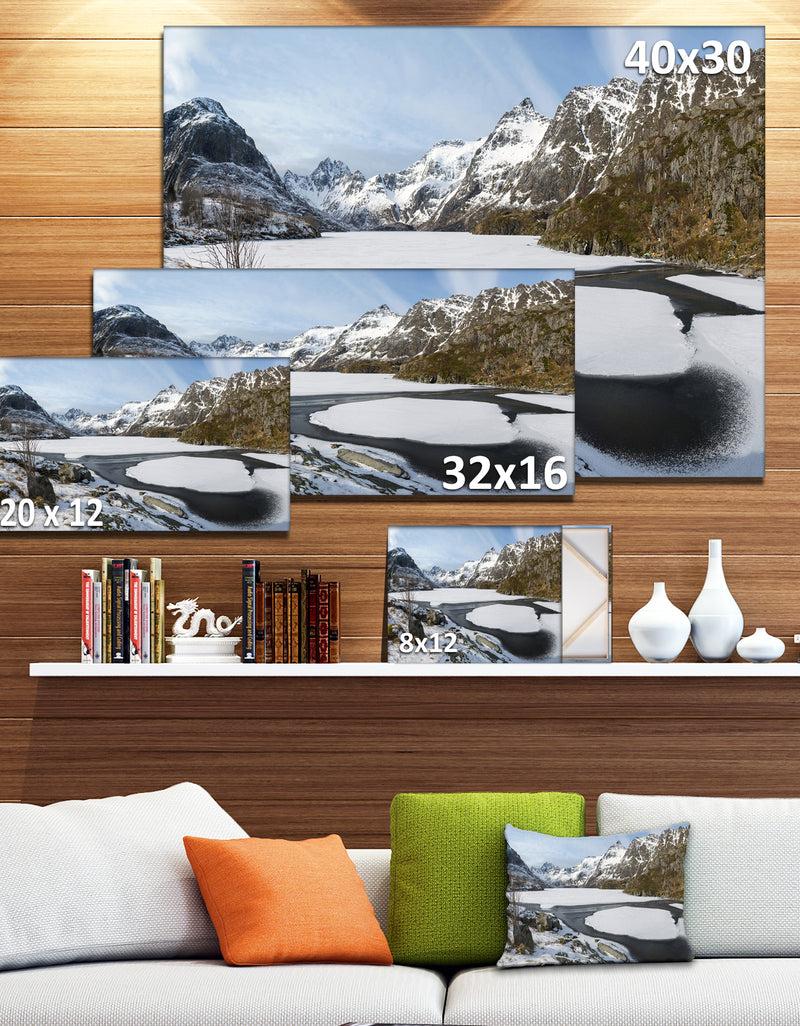 DesignQ Winter In Lofoten Islands - Extra Large Landscape Canvas Art Print