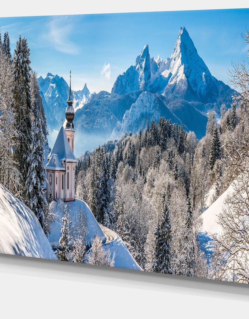 DesignQ Winter In The Bavarian Alps - Landscape Canvas Wall Artwork