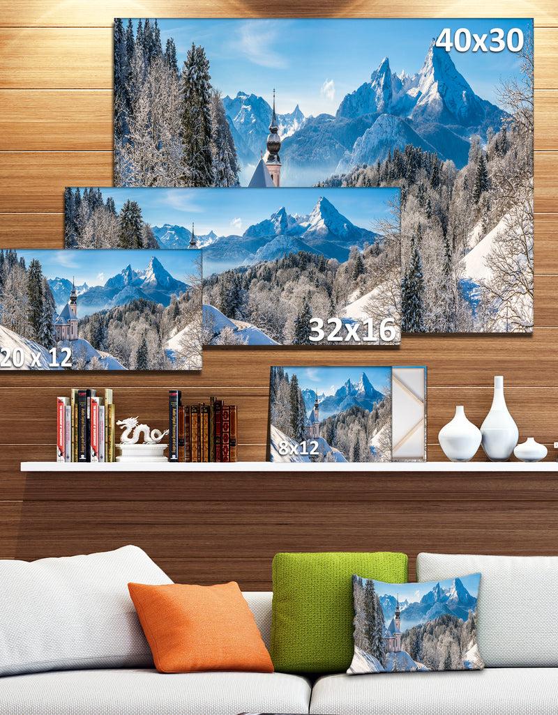 DesignQ Winter In The Bavarian Alps - Landscape Canvas Wall Artwork