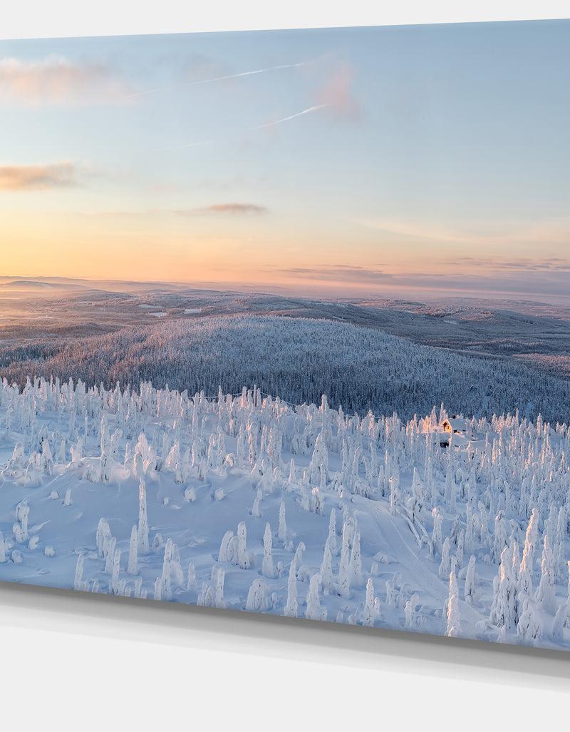DesignQ Winter Landscape In Lapland - Extra Large Landscape Canvas Art Print