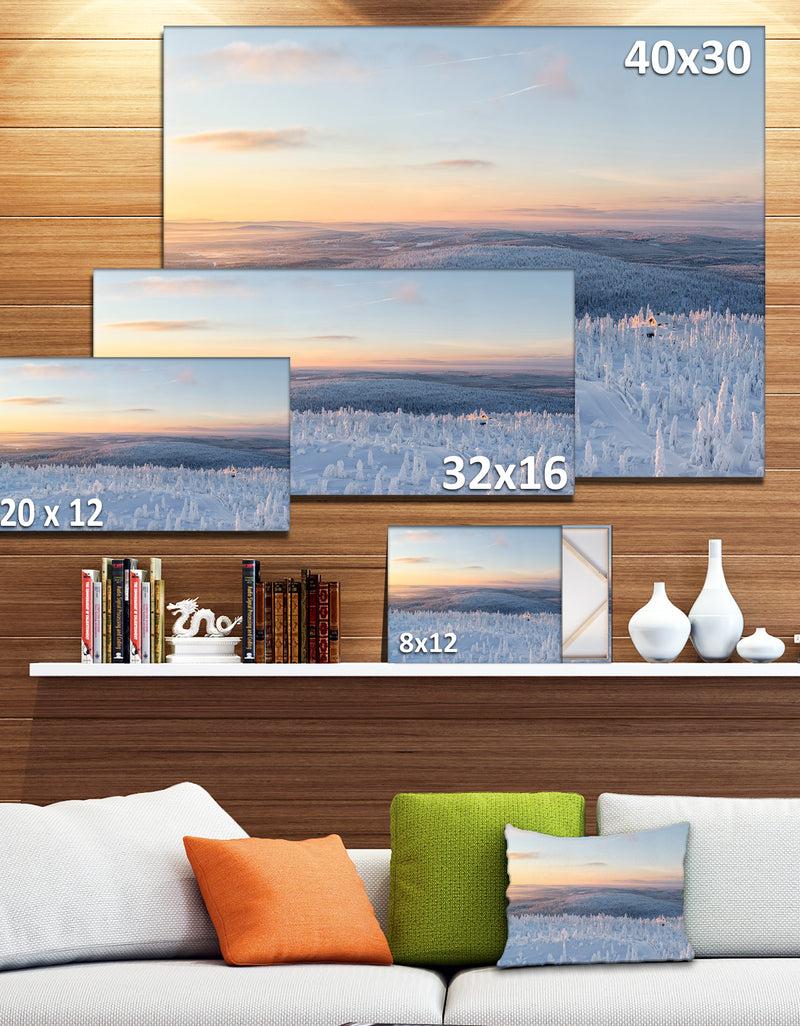 DesignQ Winter Landscape In Lapland - Extra Large Landscape Canvas Art Print