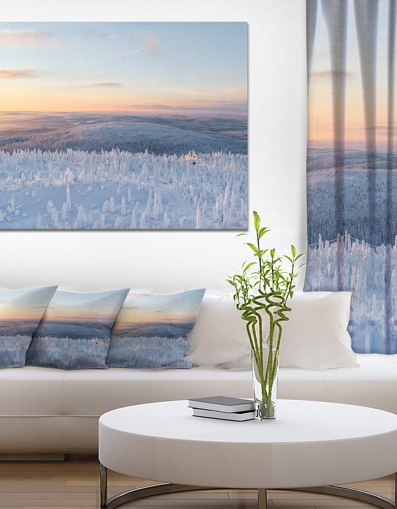 DesignQ Winter Landscape In Lapland - Extra Large Landscape Canvas Art Print