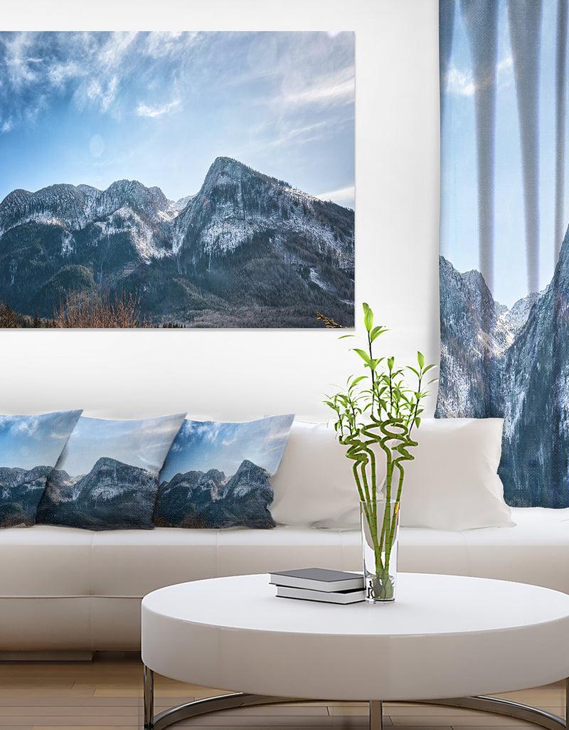 DesignQ Winter Mountains with Sun Flare - Landscape Art Canvas Print