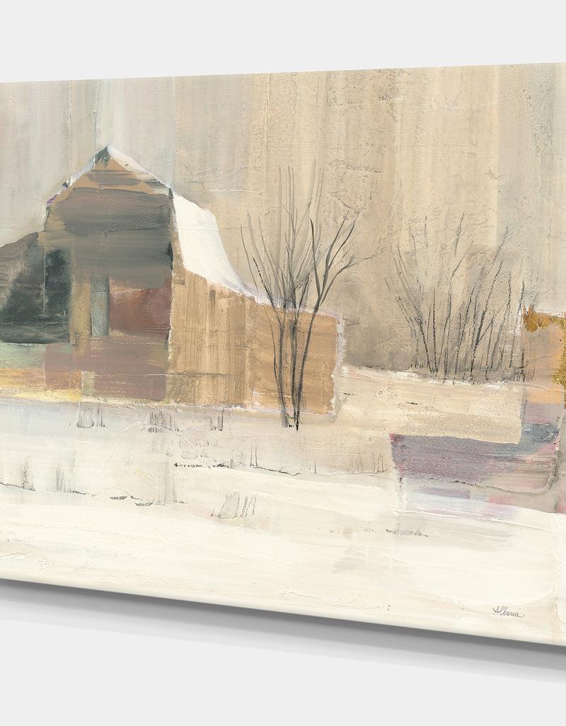 DesignQ Winter On The Farm House - Landscapes Canvas Art
