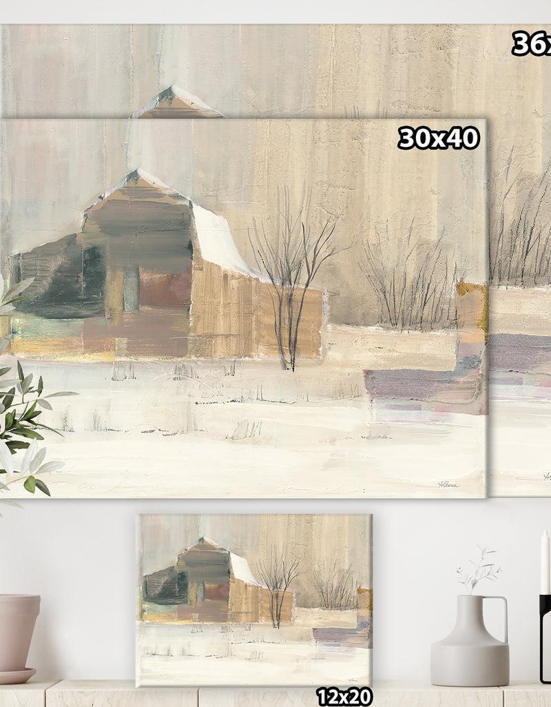 DesignQ Winter On The Farm House - Landscapes Canvas Art