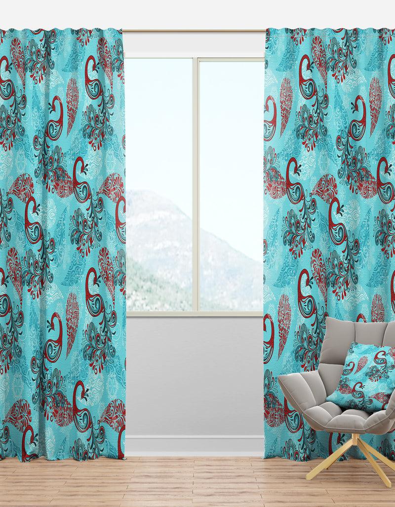 DesignQ Winter Pattern with Peacocks & Snowflakes - Modern & Contemporary Curtain Panels