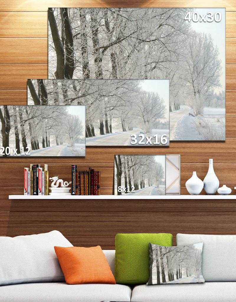 DesignQ Winter Rural Road At Sunrise - Large Forest Artwork Canvas