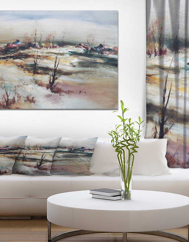 DesignQ Winter Village - Landscapes Painting Print on Wrapped Canvas