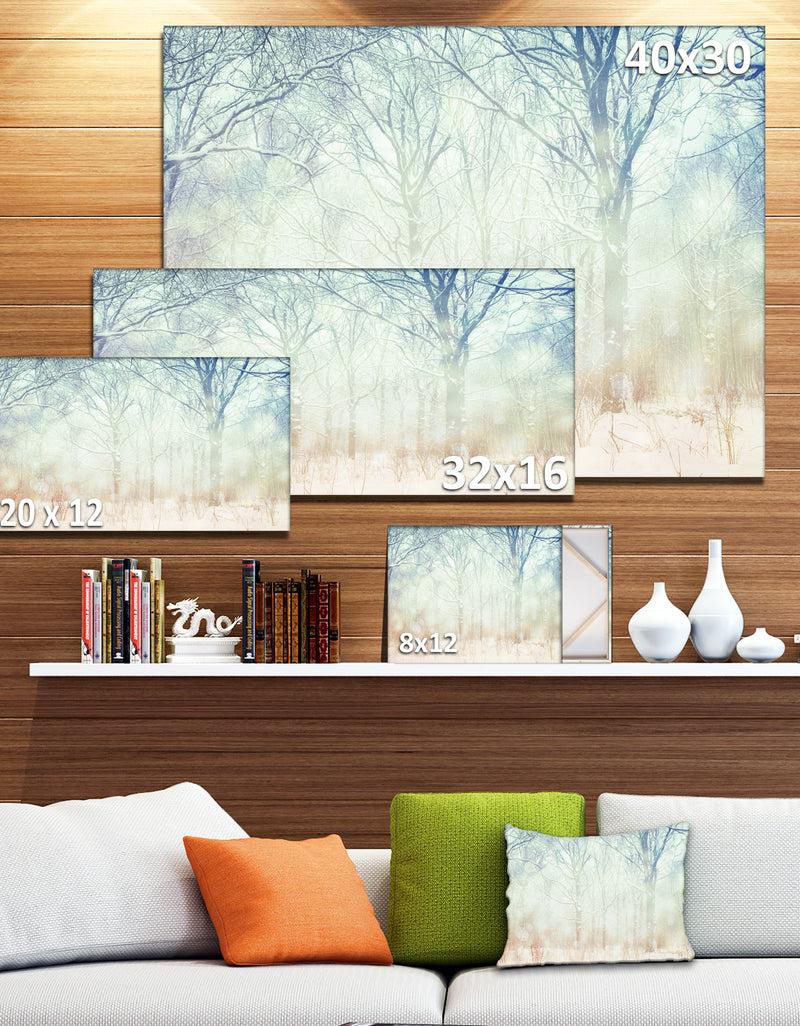 DesignQ Winter With Foggy Forest - Landscape Canvas Wall Artwork