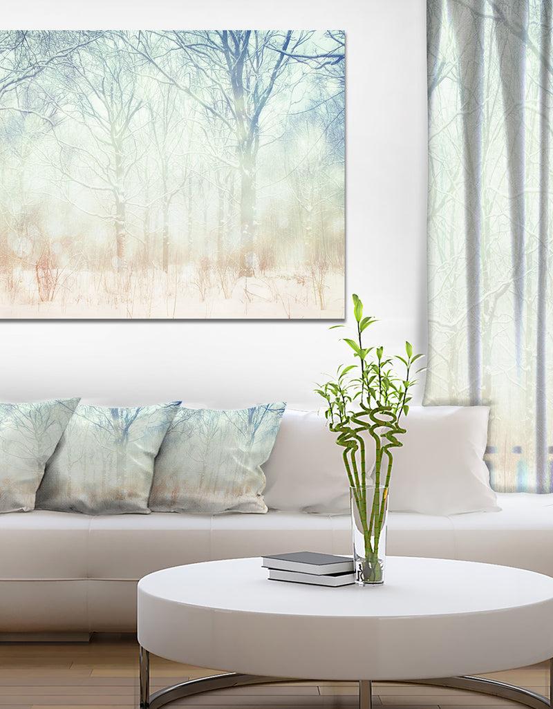DesignQ Winter with Foggy Forest - Landscape Canvas Wall Artwork
