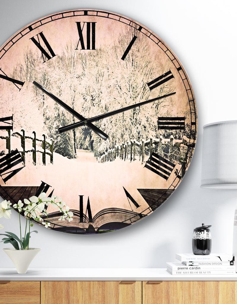 DesignQ Winter Wonderland - Landscape Large Wall CLock