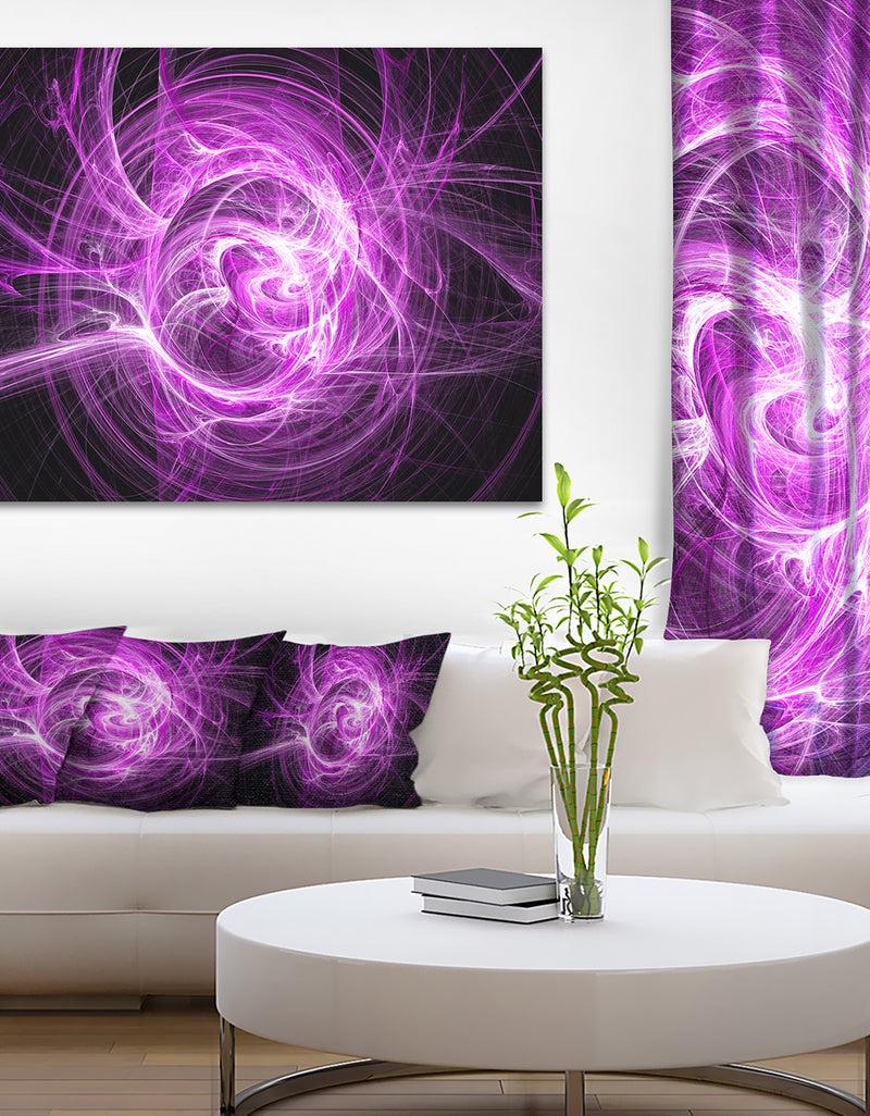 DesignQ Wisps of Smoke Purple in Black - Abstract Digital Art Canvas Print
