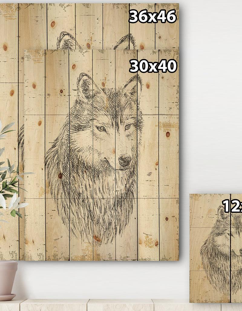 DesignQ Wolf Wild And Beautiful III - Wildlife Animal Print On Natural Pine Wood