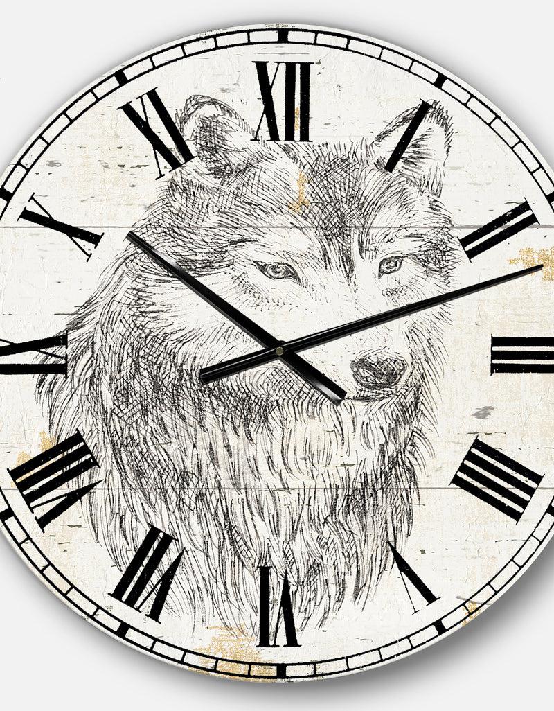 DesignQ Wolf Wild And Beautiful III - Wildlife Animal Wall CLock