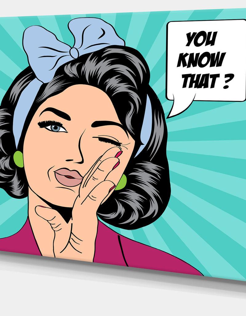 DesignQ Woman In Comic Style - Portrait Digital Art Canvas Print