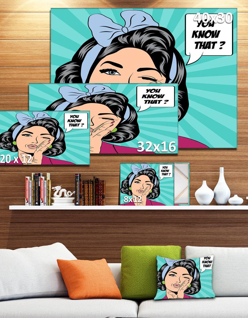 DesignQ Woman In Comic Style - Portrait Digital Art Canvas Print