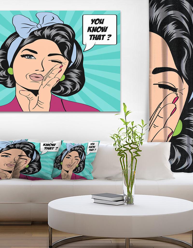 DesignQ Woman in Comic Style - Portrait Digital Art Canvas Print