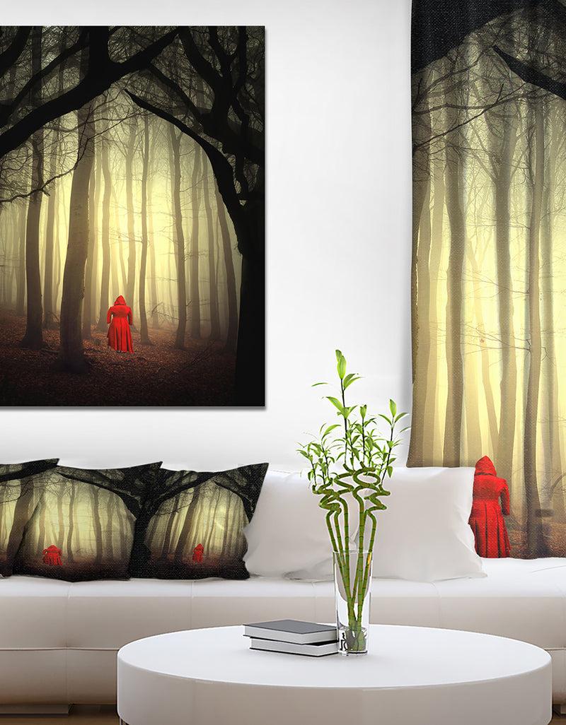 DesignQ Woman in the enchanted forest - Forest People Photographic on wrapped Canvas