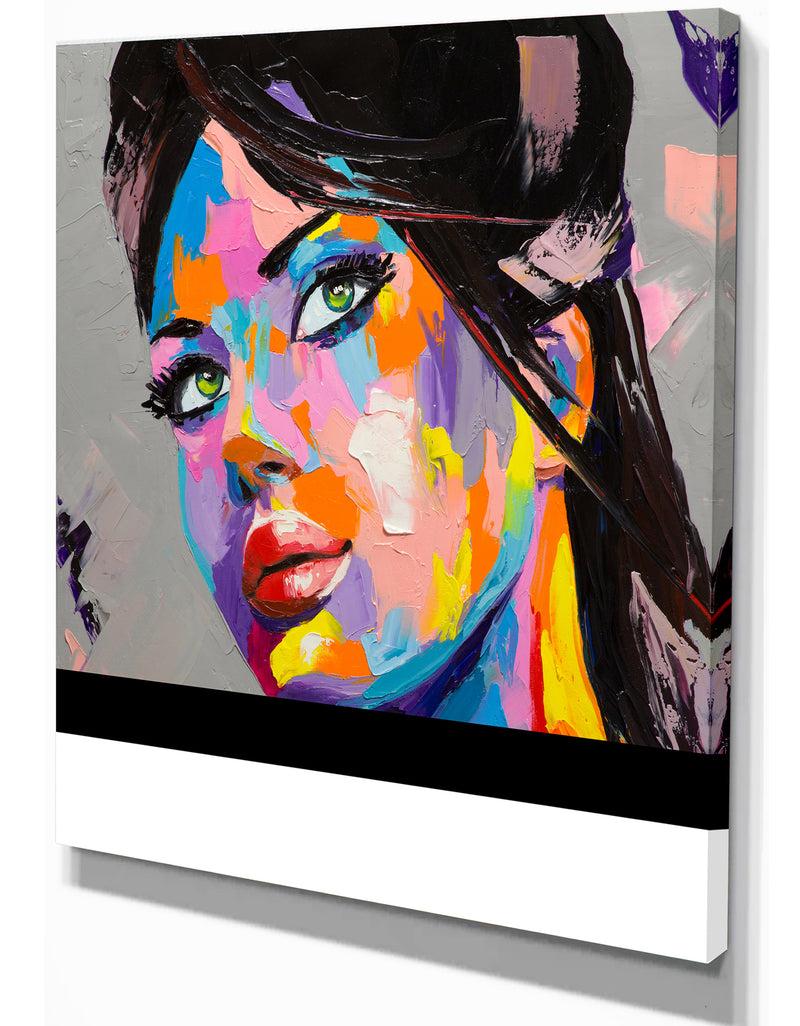 DesignQ Woman Portrait Emotion - Glamour Painting Print on Wrapped Canvas