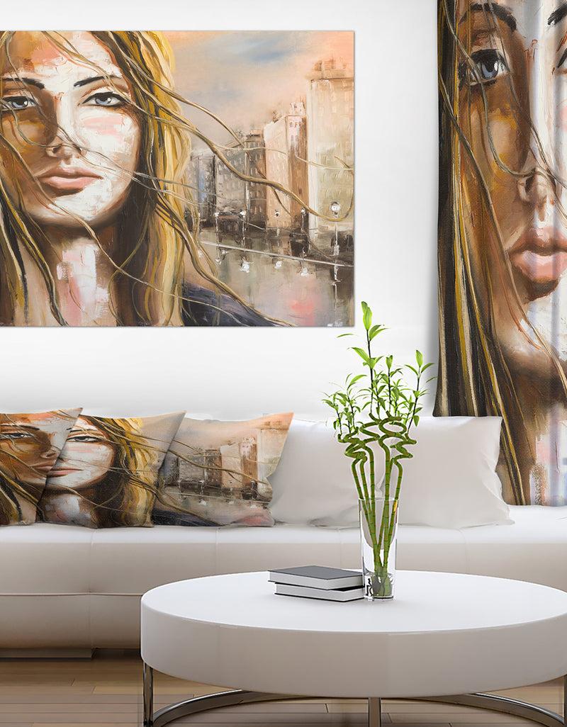 DesignQ Woman Portrait I Want it All - Glamour Painting Print on Wrapped Canvas