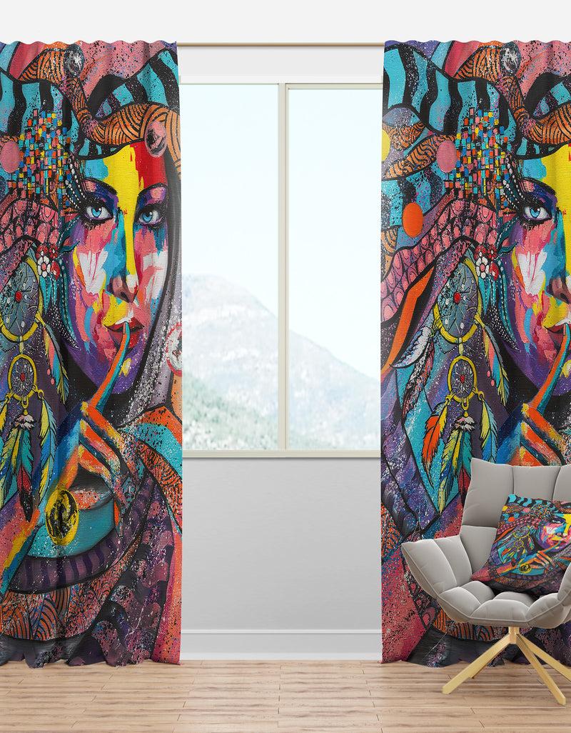 DesignQ Woman Portrait In Your Dreams - Glamour Curtain Panels
