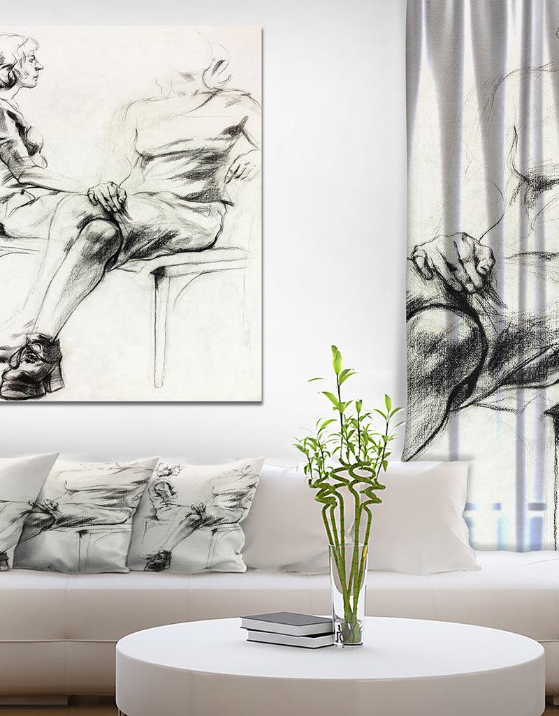 DesignQ Woman sketch - Glamour Painting Print on Wrapped Canvas