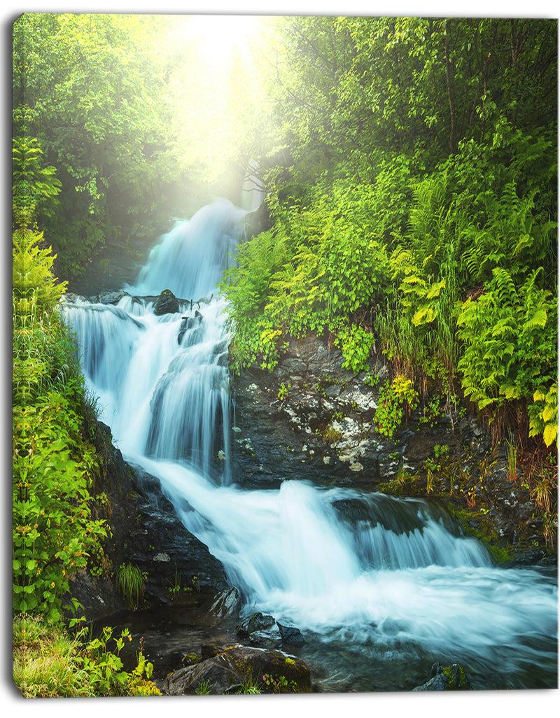 DesignQ Wonderful Creek In Green Forest - Oversized Landscape Canvas Art